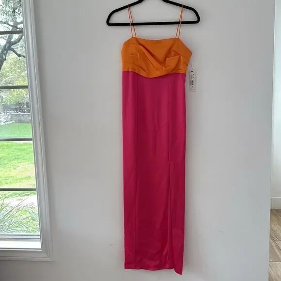 Alice & Olivia - Lilly’s Slit Midi Dress in Orange and Candy - NWT Size 0 - Picture 7 of 12